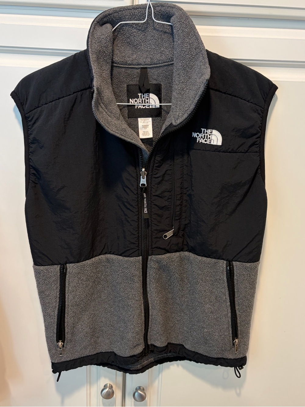 Vtg 90s The North Face Women's Denali Full Zip Fleece Black Gray Vest Small USA